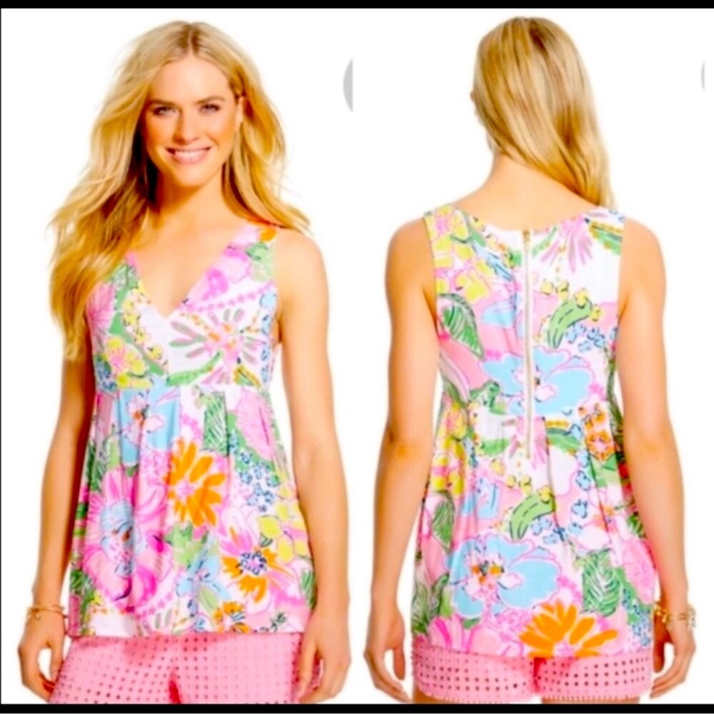 Lilly Pulitzer for Target Nosey‎ Posey peplum tank top Floral printed size small